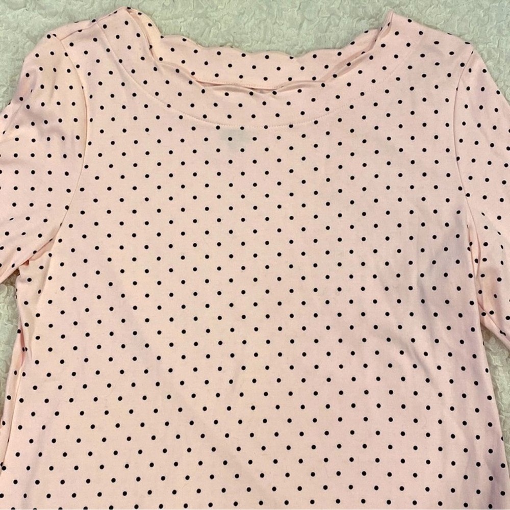 Croft & Barrow Light Pink and Black Polka Dot Blouse